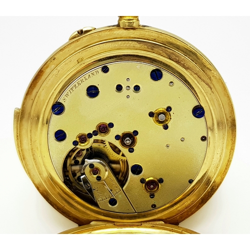24 - An 18K Gold, Small Full Hunter Pocket Watch. Top winder. White dial with second sub dial. 40mm case ... 