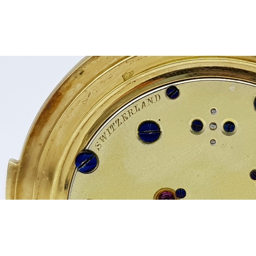 24 - An 18K Gold, Small Full Hunter Pocket Watch. Top winder. White dial with second sub dial. 40mm case ... 