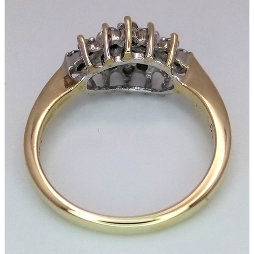 253 - A 9K YELLOW GOLD DIAMOND CLUSTER RING. 0.50CTW, 2.9G TOTAL WEIGHT. SIZE M. Ref: SC 2038