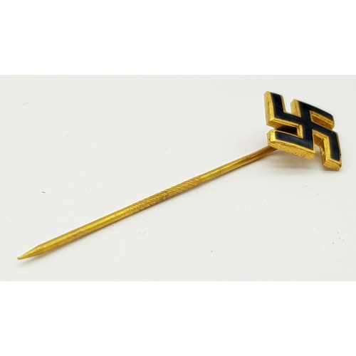 282 - 3rd Reich Patriotic Gold Plated and black enamel Stick Pin in Original Case.