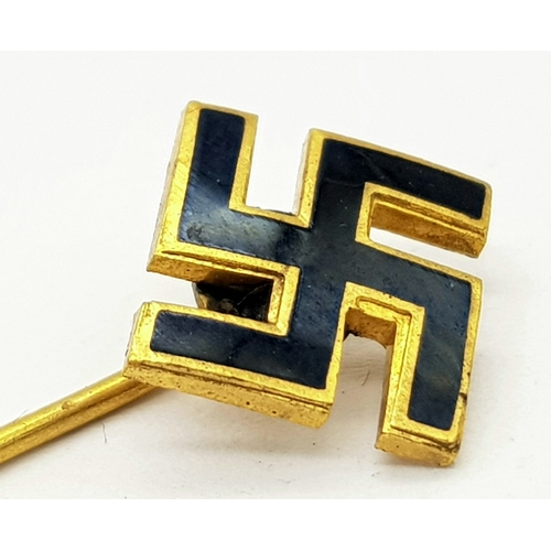 282 - 3rd Reich Patriotic Gold Plated and black enamel Stick Pin in Original Case.