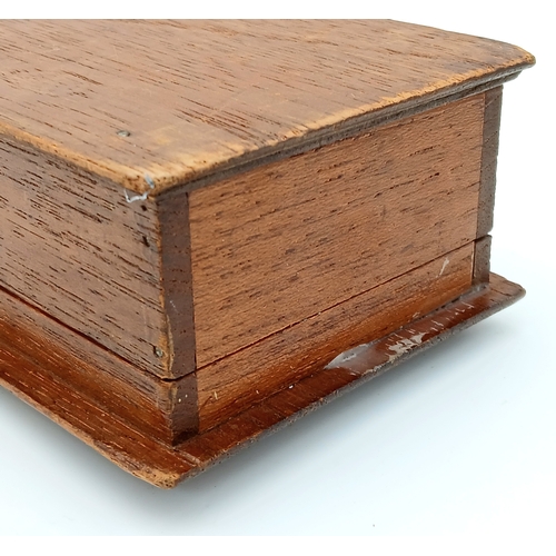 289 - WW2 German Kriegsmarine Tropical Helmet Eagle stuck on a Wooden Desk Top Cigar Box.