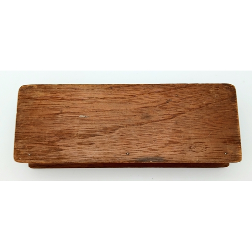 289 - WW2 German Kriegsmarine Tropical Helmet Eagle stuck on a Wooden Desk Top Cigar Box.