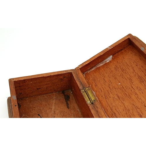 289 - WW2 German Kriegsmarine Tropical Helmet Eagle stuck on a Wooden Desk Top Cigar Box.