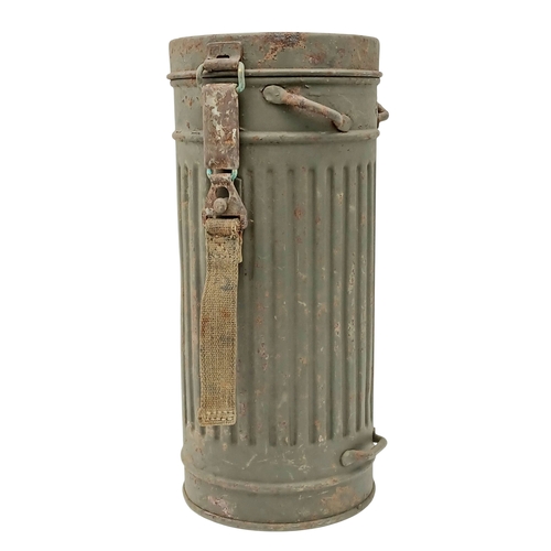 292 - WW2 German Medics Gas Mask Canister used for extra First Aid Dressings etc.