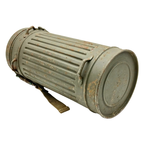 292 - WW2 German Medics Gas Mask Canister used for extra First Aid Dressings etc.