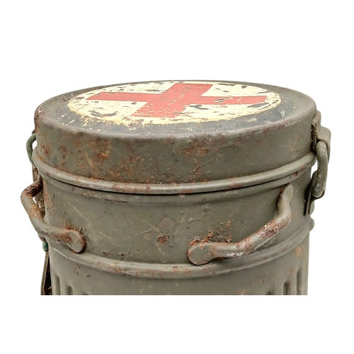 292 - WW2 German Medics Gas Mask Canister used for extra First Aid Dressings etc.