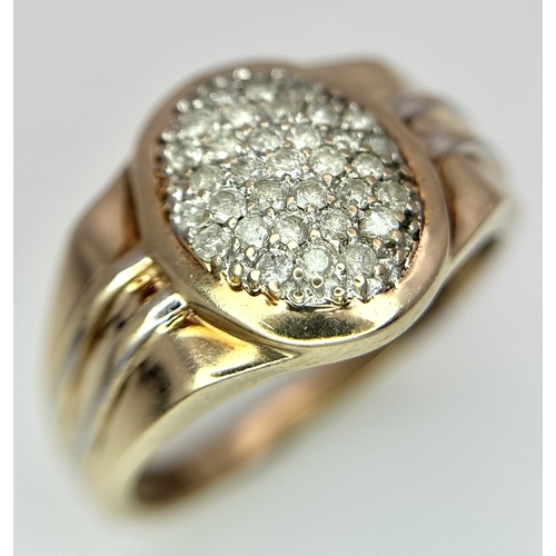 295 - A 9K YELLOW GOLD DIAMOND SET RING. 0.35CTW, 3.3G TOTAL WEIGHT. SIZE V. Ref: SC 2001