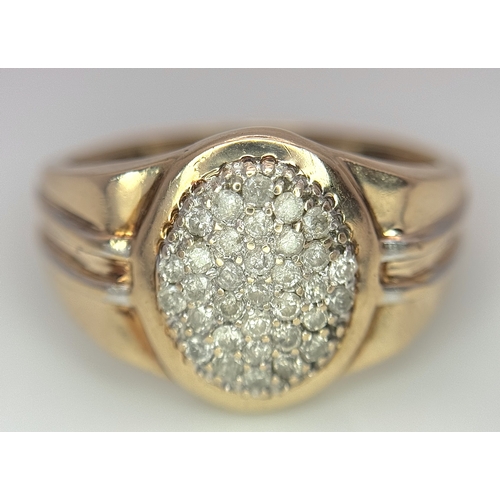 295 - A 9K YELLOW GOLD DIAMOND SET RING. 0.35CTW, 3.3G TOTAL WEIGHT. SIZE V. Ref: SC 2001