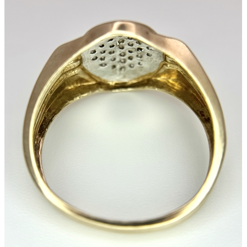 295 - A 9K YELLOW GOLD DIAMOND SET RING. 0.35CTW, 3.3G TOTAL WEIGHT. SIZE V. Ref: SC 2001