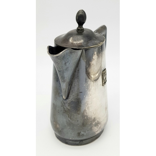 303 - 3rd Reich Waffen SS Officers Mess Hotel Silver Coffee Pot. SS Markings on the base.