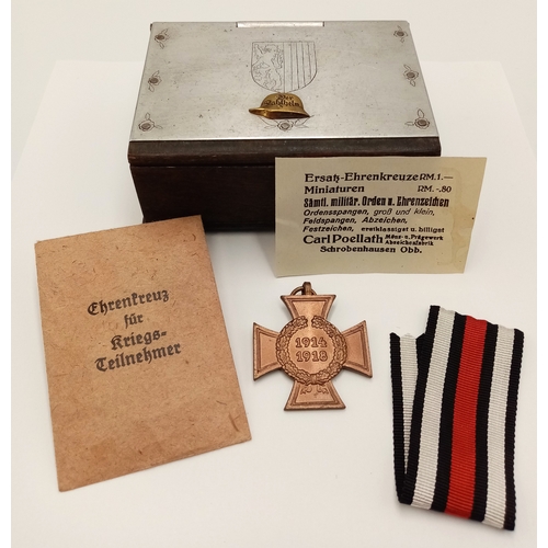 312 - WW1 Hand Engraved Box with the German Veterans Badge of Der Stahlhelm Der Stahlhelm, Bund der Fronts... 