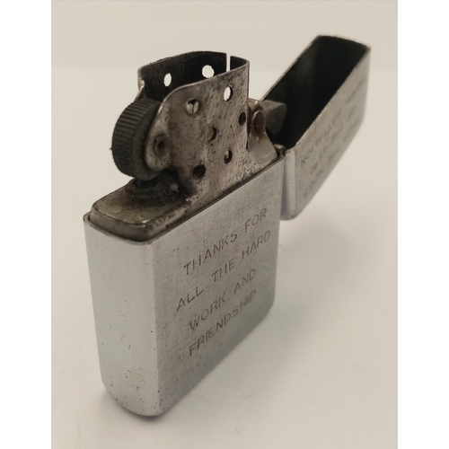 317 - Vietnam War 1969 Date Coded Zippo Lighter. Engraved with the 1st US Signals Brigade Logo and dedicat... 