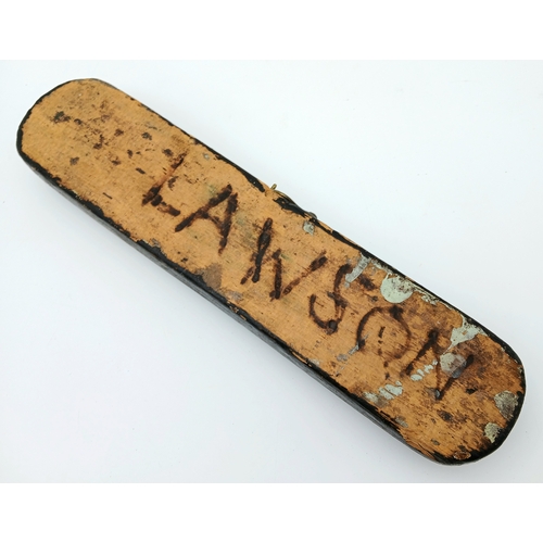 319 - WW1 British WW1 Submariners Home Made Crib Board with a silver submarine sweethearts brooch soldered... 