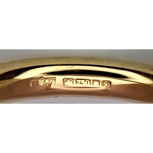 325 - An 18K Yellow Gold Half Eternity Diamond Ring. Size H. 2.4g total weight. NL-1204.
