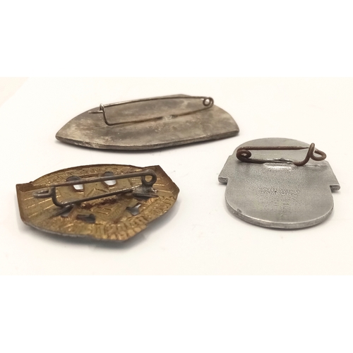 331 - 3 x 3rd Reich Tinnie Badges.