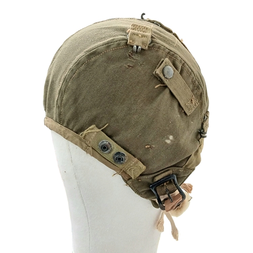 333 - WW2 USAAF A9 Topical Flying Helmet with Oxygen Mask Snaps. Size Large. With original sheepshank on t... 