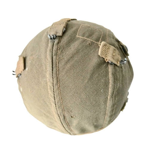 333 - WW2 USAAF A9 Topical Flying Helmet with Oxygen Mask Snaps. Size Large. With original sheepshank on t... 