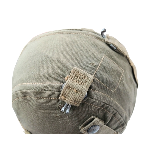 333 - WW2 USAAF A9 Topical Flying Helmet with Oxygen Mask Snaps. Size Large. With original sheepshank on t... 