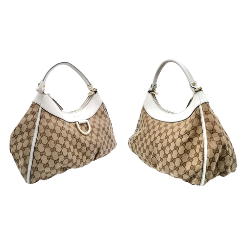 334 - A Gucci Brown GG Canvas and White Leather Abbey Shoulder Bag. Brown GG monogram canvas exterior with... 