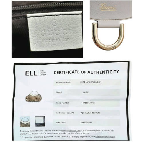 334 - A Gucci Brown GG Canvas and White Leather Abbey Shoulder Bag. Brown GG monogram canvas exterior with... 