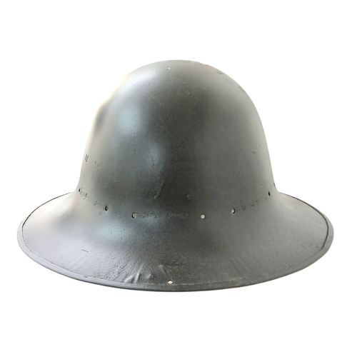 340 - WW2 British Home Front Zuckerman Helmet with a post War Blitz Memorial Painting.