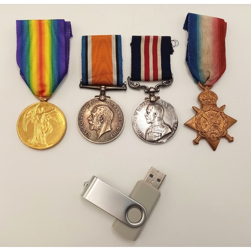 192 - World War One Original Silver Military Medal and British War Medal awarded to 84028 Corporal James H... 