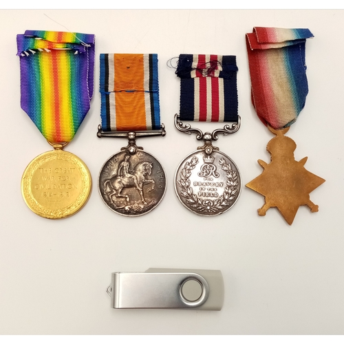 192 - World War One Original Silver Military Medal and British War Medal awarded to 84028 Corporal James H... 