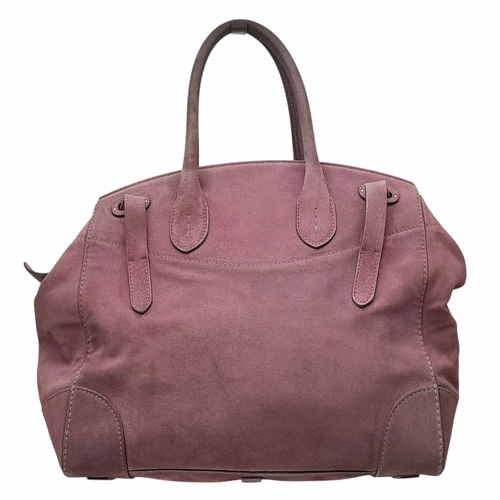 201 - A Ralph Lauren Pink Suede Tote Bag. Pink suede exterior with gold-toned hardware, rolled top handles... 