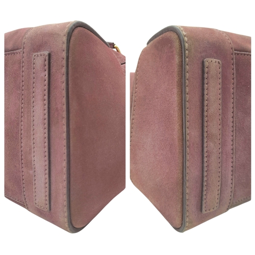 201 - A Ralph Lauren Pink Suede Tote Bag. Pink suede exterior with gold-toned hardware, rolled top handles... 