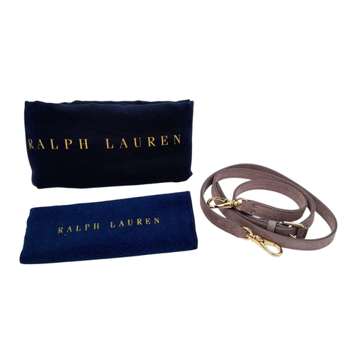 201 - A Ralph Lauren Pink Suede Tote Bag. Pink suede exterior with gold-toned hardware, rolled top handles... 