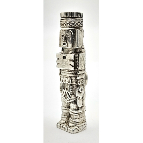 216 - A Sterling Silver Atlantean Figure from the Toltec Culture. Hallmarked on base. 6cm. 81g.