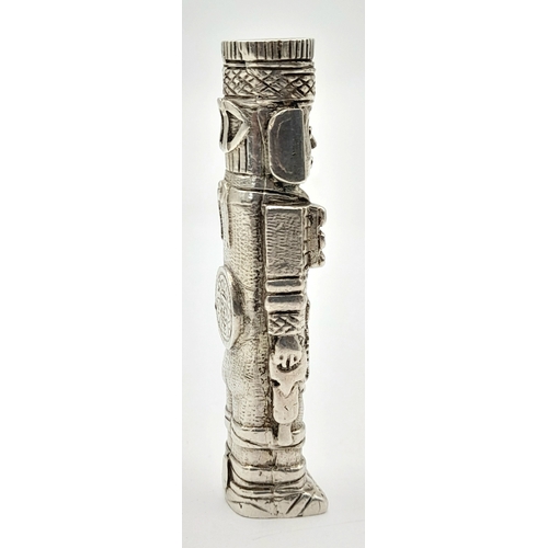 216 - A Sterling Silver Atlantean Figure from the Toltec Culture. Hallmarked on base. 6cm. 81g.