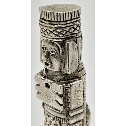 216 - A Sterling Silver Atlantean Figure from the Toltec Culture. Hallmarked on base. 6cm. 81g.