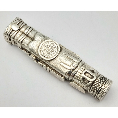 216 - A Sterling Silver Atlantean Figure from the Toltec Culture. Hallmarked on base. 6cm. 81g.