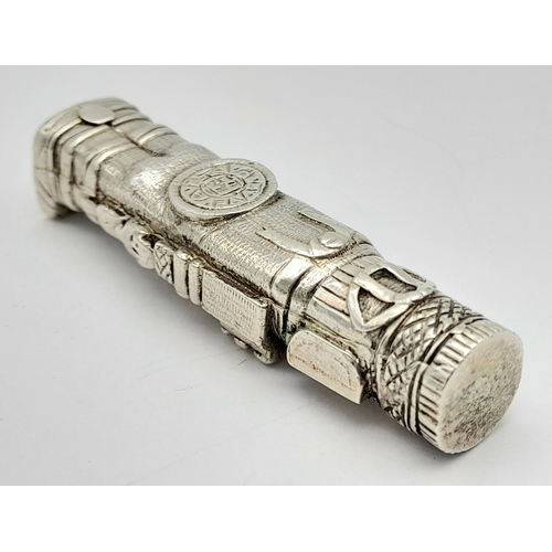 216 - A Sterling Silver Atlantean Figure from the Toltec Culture. Hallmarked on base. 6cm. 81g.