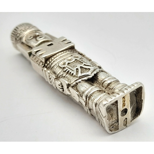 216 - A Sterling Silver Atlantean Figure from the Toltec Culture. Hallmarked on base. 6cm. 81g.