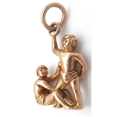 221 - A 9K YELLOW GOLD GEMINI ZODIAC SIGN CHARM/PENDANT. 3G, 23mm LENGTH. Ref: SC 2062