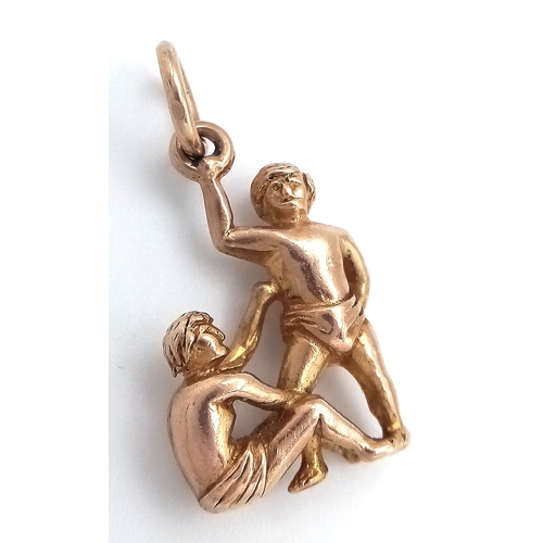 221 - A 9K YELLOW GOLD GEMINI ZODIAC SIGN CHARM/PENDANT. 3G, 23mm LENGTH. Ref: SC 2062