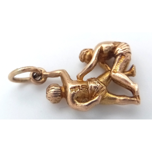 221 - A 9K YELLOW GOLD GEMINI ZODIAC SIGN CHARM/PENDANT. 3G, 23mm LENGTH. Ref: SC 2062