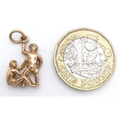 221 - A 9K YELLOW GOLD GEMINI ZODIAC SIGN CHARM/PENDANT. 3G, 23mm LENGTH. Ref: SC 2062