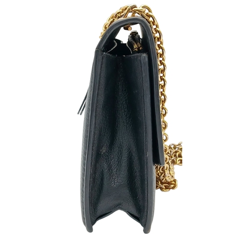 222 - A Mulberry Black Grained Leather Darley Wallet Envelope Crossbody Bag. Black leather exterior with g... 