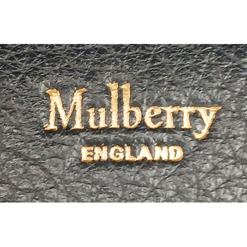 222 - A Mulberry Black Grained Leather Darley Wallet Envelope Crossbody Bag. Black leather exterior with g... 