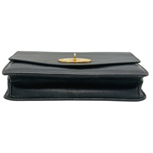 222 - A Mulberry Black Grained Leather Darley Wallet Envelope Crossbody Bag. Black leather exterior with g... 