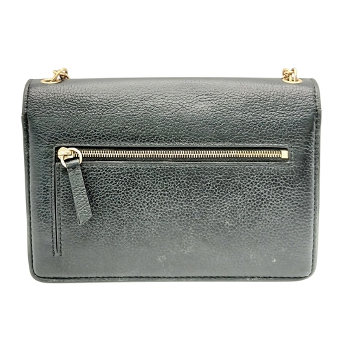222 - A Mulberry Black Grained Leather Darley Wallet Envelope Crossbody Bag. Black leather exterior with g... 