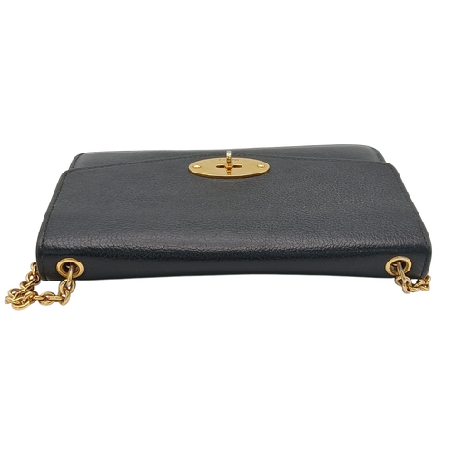 222 - A Mulberry Black Grained Leather Darley Wallet Envelope Crossbody Bag. Black leather exterior with g... 