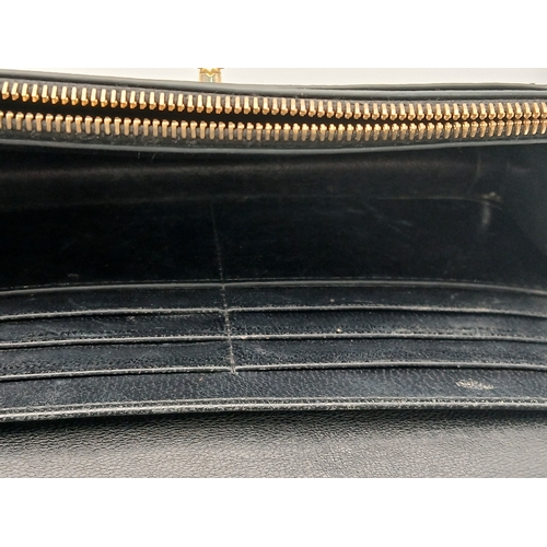 222 - A Mulberry Black Grained Leather Darley Wallet Envelope Crossbody Bag. Black leather exterior with g... 