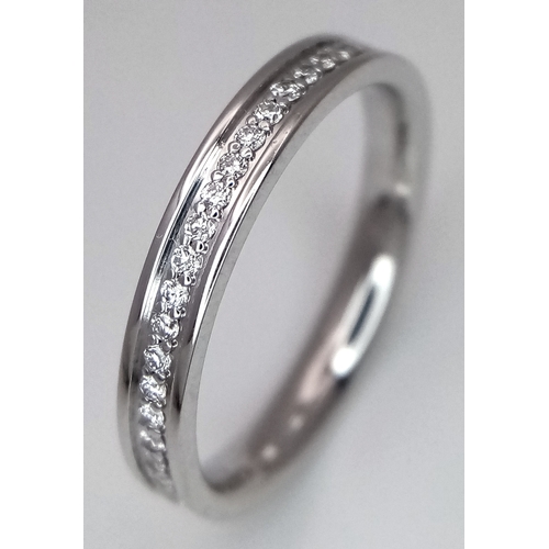 228 - A 14K WHITE GOLD DIAMOND SET FULL ETERNITY RING. APPROX 0.35CTW, 2.7G TOTAL WEIGHT. SIZE M. Ref: SC ... 