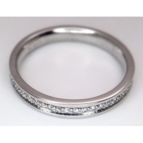 228 - A 14K WHITE GOLD DIAMOND SET FULL ETERNITY RING. APPROX 0.35CTW, 2.7G TOTAL WEIGHT. SIZE M. Ref: SC ... 