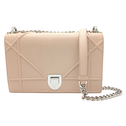 229 - A Christian Dior Beige Leather Diorama Flap Bag. Beige leather exterior with silver-toned hardware. ... 